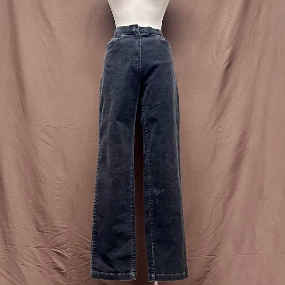 High-waisted black corduroys